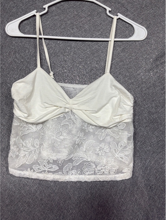 SHEIN Tops - SHEIN Women's White Lace Overlay Tank Top Size US 4